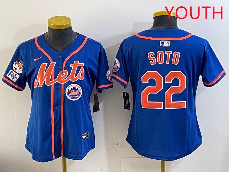Youth New York Mets #22 Soto Blue Game Fashion 2025 Nike MLB Jersey style 5